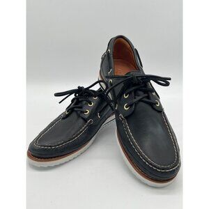 G.H. Bass Mens Black Bgaters Boat Shoes Size 9 Leather Upper With White Outsole